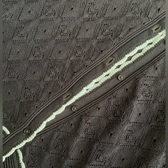 SANDRO Bomi Openwork Geo-Pattern Scalloped Trim Stretch Knit Cardigan size 1 XS - Picture 6 of 7